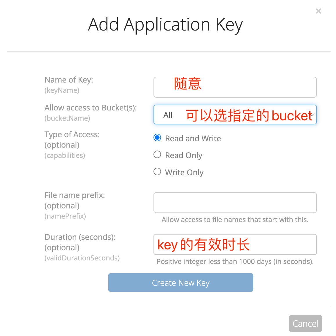 add Application Key